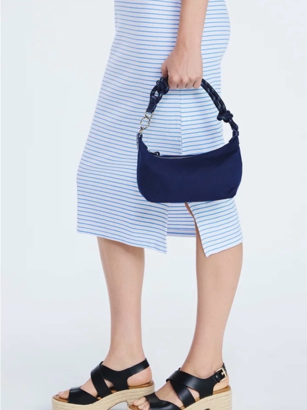 NWT Free Assembly Navy Knotted Handle Canvas Shoulder Bag